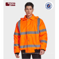 Alta qualidade workwear inverno segurança reflexiva jaqueta laranja com fita reflexiva